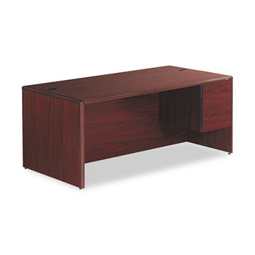 HON® 10700 Series Single Pedestal Desk With Three-quarter Height Right Pedestal, 48" X 30" X 29.5", Harvest freeshipping - TVN Wholesale